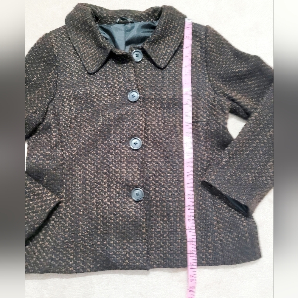 Briggs New York Women’s Brown Tweed Jacket Coat Size 14 Lined Button Front - Picture 10 of 14